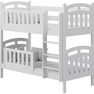 WFL GROUP Wit stapelbed voor kinderen 90x190 90x200 80x160 cm massief grenen - hoogslaper kinderbed - jeugdbed - 200x90