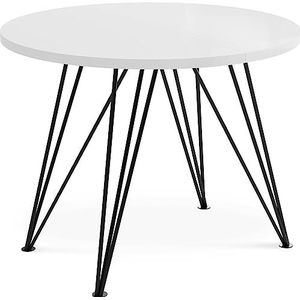 WFL GROUP Ronde uittrekbare eettafel - Loft Style tafel met metalen poten - 100 tot 180 cm - industriële ronde tafel voor woonkamer - Spacesaver - 100 cm - wit