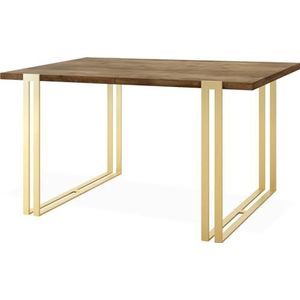 Uittrekbare eettafel - grote tafel in loftstijl met gouden metalen poten 160 tot 260 cm - industriële tafel voor de woonkamer - Spacesaver - eiken Lefkas - 160 x 90 cm