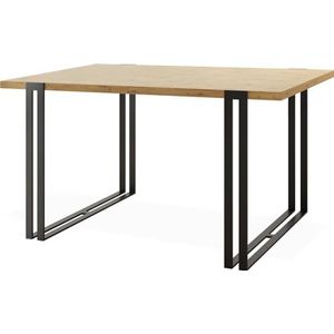 Uittrekbare eettafel - grote tafel in loftstijl met zwarte metalen poten 120 tot 220 cm - industriële tafel voor de woonkamer - Spacesaver - eiken Artisan - 120 x 80 cm