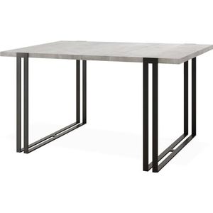 Uittrekbare eettafel - grote tafel in loftstijl met zwarte metalen poten 120 tot 220 cm - industriële tafel voor de woonkamer - Spacesaver - beton grijs - 120 x 80 cm