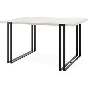 Uittrekbare eettafel - grote tafel in loftstijl met zwarte metalen poten 120 tot 220 cm - industriële tafel voor de woonkamer - Spacesaver - wit marmer - 120 x 80 cm