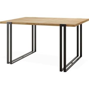 Uittrekbare eettafel - grote tafel in loftstijl met zwarte metalen poten 120 tot 220 cm - industriële tafel voor de woonkamer - Spacesaver - eiken Craft - 120 x 80 cm