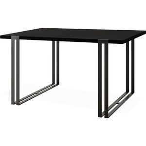 Uittrekbare eettafel - grote tafel in loftstijl met zwarte metalen poten 120 tot 220 cm - industriële tafel voor de woonkamer - Spacesaver - zwart - 120 x 80 cm