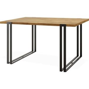 Uittrekbare eettafel - grote tafel in loftstijl met zwarte metalen poten 120 tot 220 cm - industriële tafel voor de woonkamer - Spacesaver - Lancelot eiken - 120 x 80 cm