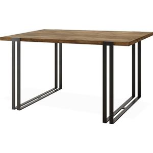 Uittrekbare eettafel - grote tafel in loftstijl met zwarte metalen poten 120 tot 220 cm - industriële tafel voor de woonkamer - Spacesaver - eiken Lefkas - 120 x 80 cm