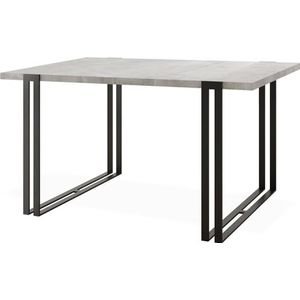Uittrekbare eettafel - grote tafel in loftstijl met zwarte metalen poten 140 tot 240 cm - industriële tafel voor de woonkamer - Spacesaver - beton grijs - 140 x 80 cm