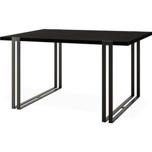 Uittrekbare eettafel - grote tafel in loftstijl met zwarte metalen poten 140 tot 240 cm - industriële tafel voor de woonkamer - Spacesaver - zwart - 140 x 80 cm