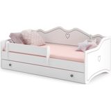 Kinderbed - 160x80cm - met matras & lade - grijs wit