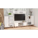 TV-meubel - houten poten - 155x40x50 cm - wit