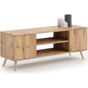 Tv-meubel - 120x40x60cm - met houten poten - bruin