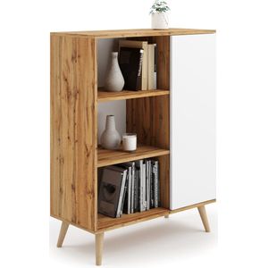 Boekenkast - hout - 90x40x116 cm - bruin wit