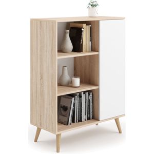 Scandinavische boekenkast - bruin wit - 90x40x116 cm