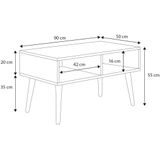 Scandinavische salontafel - stijlvol - 90x50x55 cm