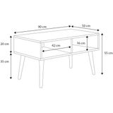 Scandinavische salontafel - wit bruin - 90x50x55 cm