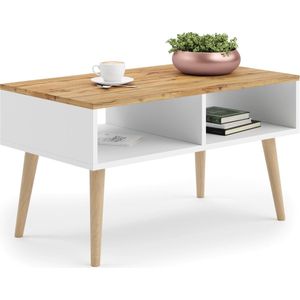 Scandinavische salontafel - wit bruin - 90x50x55 cm