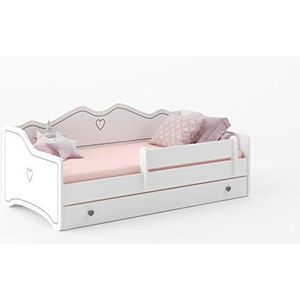 KOBI Kinder- en jeugdbed Emma | Wit bed voor een kinder- en tienerkamer | 180x80CM | Jeugdbed met lade | Naar de meisjeskamer (EMMA/SZ/180/S)