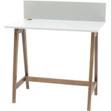 Bureau Luka - Witte tafel met eiken poten, 85x50x75cm