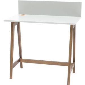 Bureau Luka - Witte tafel met eiken poten, 85x50x75cm