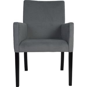 Gestoffeerde stoel / STANDARD 98 fauteuil - set van 4 - voor de eetkamer - voor de woonkamer - vlekbestendige stof - grijze kleur / zwarte poten - korting