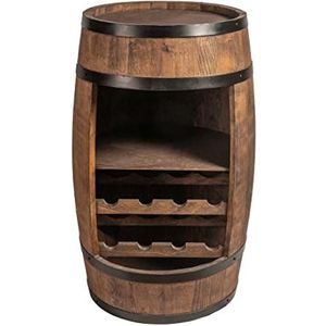 CREATIVE COOPER Wijnrek - wijnkast mini bar - alcohol kast man - wijnvat - vat bar - wijnbaar - barkast - 80 cm hoog - retro decoratie bar plank - huisbar bar - vat meubels (wengé)