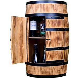 CREATIVE COOPER Wijnvat statafel met deur, alcoholkast, flessenrek van hout, houten vat, vatmeubel, naaldboomhout, wijnrek, vat bar met deur, tot 80 cm (zonneverbrand)