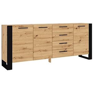 BIM Furniture Commode Nuka K 197 cm dressoir highboard kast zwart vakmanschap eiken