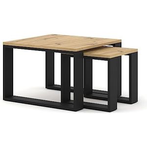 Homlando Salontafel Nuka M 60 x 60 cm vierkant - bijzettafel - tafel voor woonkamer - de dubbele tafel - Artisan eiken