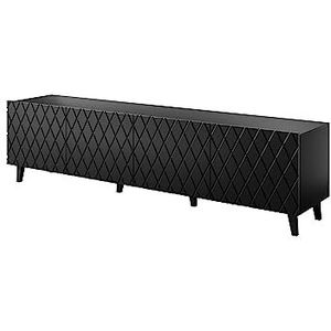 Bim Furniture - TV-Schrank loco 200 cm 4D vier Türen MDF-platte gefräste front schwarz matt