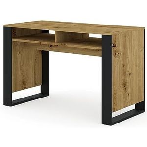 Bureau Mondi 120 x 55 x 75 cm - huishoudkantoor - computertafel laptoptafel - thuiskantoor - bureau met twee planken (Artisan eiken / zwart mat)