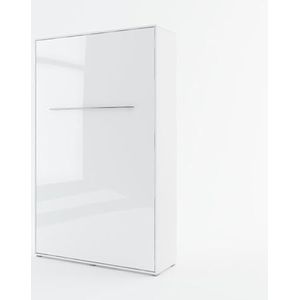 Homlando Lenart Concept Pro CP02 Kastbed, 120 x 200 cm, verticaal, kast met geïntegreerd opklapbed, functioneel bed, wit glanzend
