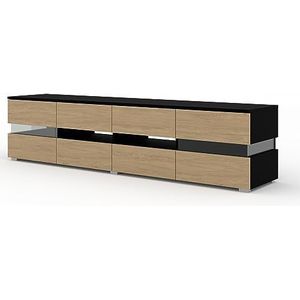 Homlando TV kast Viper 186 cm - modern tv-meubel met opbergruimte voor woonkamer - tv- en mediameubels (zwart martt/Stone eiken)