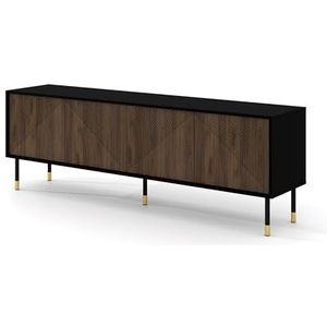 Homlando TV kast Woody IV 180 cm 4D - modern tv-meubel met gefreesde voorkant, hoogwaardig MDF, lage kast met opbergruimte voor woonkamer, slaapkamer, metalen poten