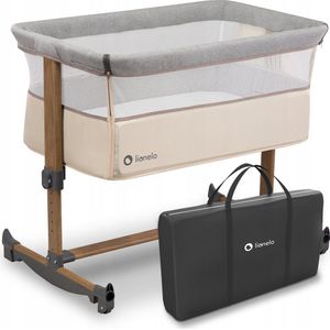 Lionelo Leonie 3-in-1 babybed, schommelfunctie, 5 niveaus hoogteverstelling, helling, matras, afneembare zijwand, wielen, zijvak, gemakkelijk mee te nemen