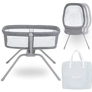 LIONELO Malin 3IN1, bedje met wiegfunctie, met matras voor baby’s tot 9kg, opvouwbaar, schommelsysteem, rugleuningverstelling, snelle montage, transporttas, schommelslot, Luchtig wanden, lichtgewicht