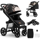 LIONELO Annet Plus kinderwagen, voor baby's vanaf de geboorte tot 22 kg, waterdichte XXL luifel, rugleuning verstelbaar tot ligpositie, grote wielen, voetenwarmer, muggennet, 5-punts gordels