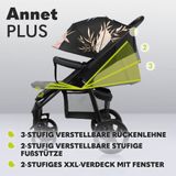 LIONELO Annet Plus kinderwagen, voor baby's vanaf de geboorte tot 22 kg, waterdichte XXL luifel, rugleuning verstelbaar tot ligpositie, grote wielen, voetenwarmer, muggennet, 5-punts gordels