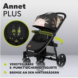 LIONELO Annet Plus kinderwagen, voor baby's vanaf de geboorte tot 22 kg, waterdichte XXL luifel, rugleuning verstelbaar tot ligpositie, grote wielen, voetenwarmer, muggennet, 5-punts gordels