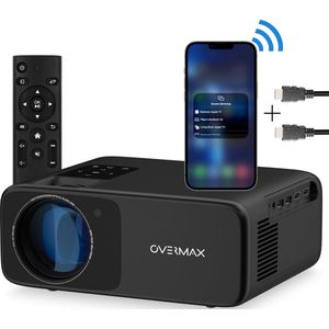 Overmax Multipic 4.2 Full HD 1080p LED Projector: 200"" Groot Scherm 4500 Lumen 50000u Lampduur Wi-Fi & BT HMDMI USB Ingebouwde Luidspreker Beleef EURO 2024 en Filmavonden Thuis in Ultieme HD Kwaliteit