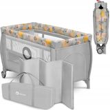 LIONELO Stefi Plus Opvouwbaar reisbedje met matras, Vanaf de geboorte tot 3 jaar/15 kg, Babyboxen voor kinderen en baby's met zij-ingang, Gaaswanden transparante, Tas, Wielen, Systeem LockGuard