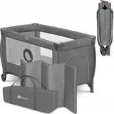 LIONELO Stefi Plus Opvouwbaar reisbedje met matras, Vanaf de geboorte tot 3 jaar/15 kg, Babyboxen voor kinderen en baby's met zij-ingang, Gaaswanden transparante, Tas, Wielen, Systeem LockGuard