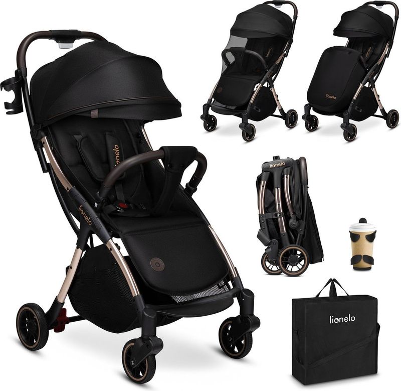 Lionelo Julie One, lichte buggy 6,65 kg, geschikt van geboorte tot 4 jaar of 22 kg, compact en ideaal voor reizen, opvouwbaar voor in het vliegtuig, verstelbare rugleuning, schokdemping voor baby's en