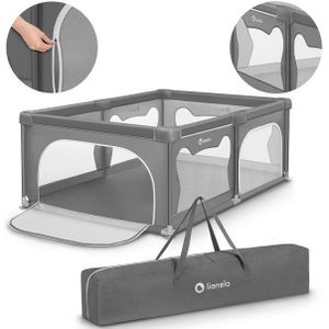 Lionelo Willow - Box voor baby's - 2 afsluitbare zij-ingangen - zeer grote speelruimte - 4 zuignappen op de hoeken