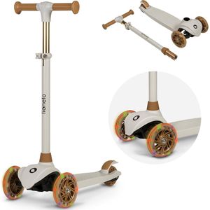 LIONELO Jessy Balanceerroller voor kinderen van 3 jaar tot 50 kg, lichte driewieler-kinderstep met hoogteverstelling, led-wielen en antislip platform (Bruin)