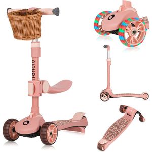 Lionelo Franky - Kinderstep 2in1 - LED - 3 Wielen - Tot 50kg - Speelgoedmandje