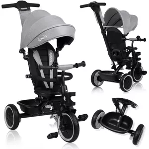 Kiddo Smart 4-in-1 Driewieler – Met Draaibare Stoel, Achterrem En Zonnedak – Groeit Mee Van 12 Maanden Tot 5 Jaar (roze)