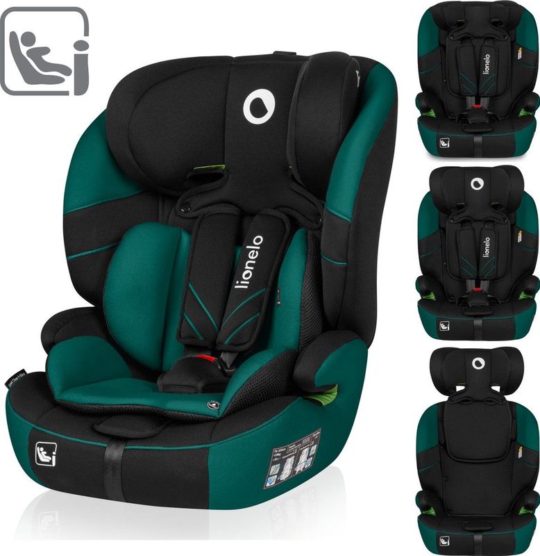 Lionelo Levi i-Size Autostoel – 1,5–12 Jaar (76–150 cm, Groep 1/2/3) – Universele Installatie met Autogordel – 10 Posities Hoofdsteun – Zijbescherming – Verwijderbare Rugleuning en Wasbare Bekleding
