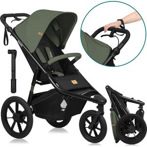 LIONELO Azura - Multifunctionele Jogging Buggy – Kinderwagen, Van 6 Maanden tot 22 kg, Driewieler, Inclusief Regenhoes, Volledige Demping, Reflectoren, Verstelbaar en Opvouwbaar (GREEN FOREST)