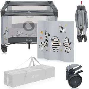 Lionelo - Bonnie - Kinderbox - Zwart - Staal - Inclusief Schuimmatras