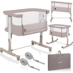 Lionelo Aurora 3in1 Co sleeper Babybedje tot 9 kg Meegroeibed 4 wielen met rem Campingbedje